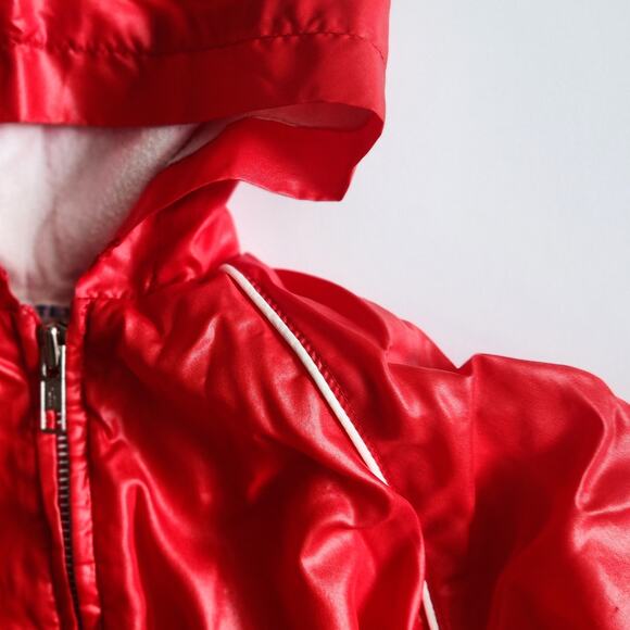 Vintage 1970s Quiltex Baby Red Nylon Windbreaker Hooded Jacket | Size 18 months - Picture 4 of 7